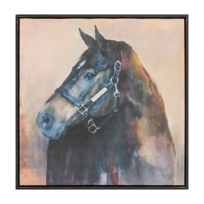 Melrose Framed Horse Canvas Art 24"SQ Wall Decor, Modern, Rustic, Wood
