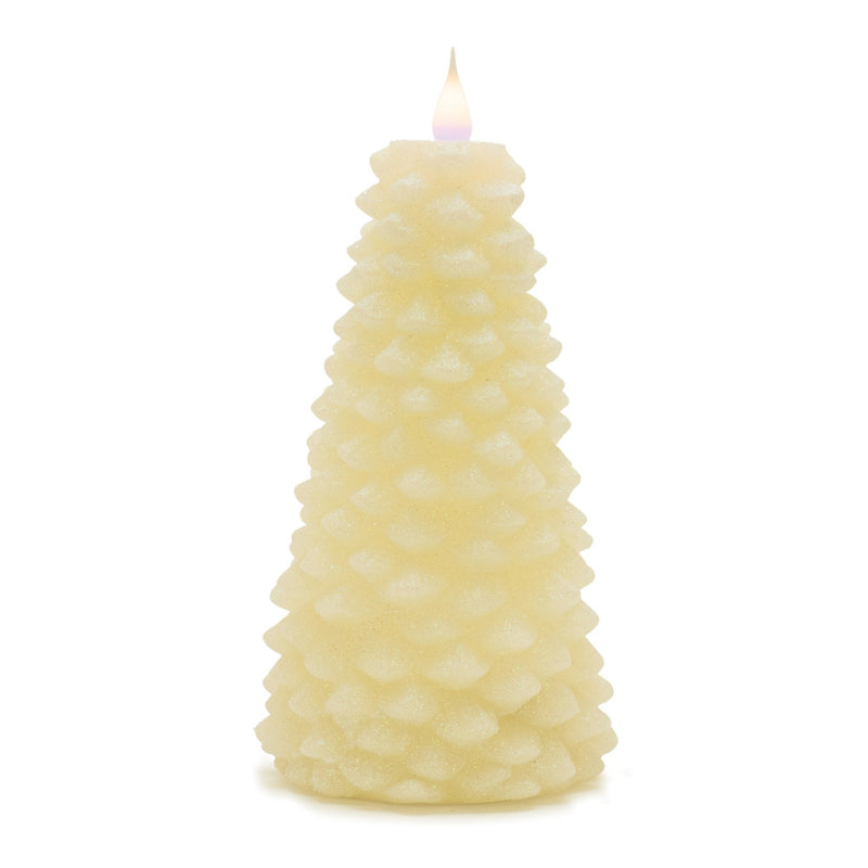 Melrose Glittered Pine Tree Candle 8"H