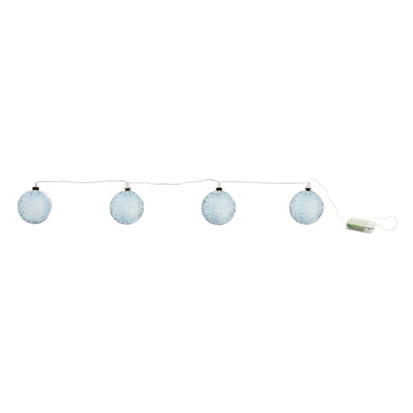 Melrose LED Blue Crackle Glass Ball Ornament String