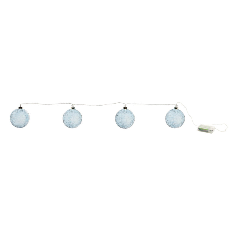 Melrose LED Blue Crackle Glass Ball Ornament String