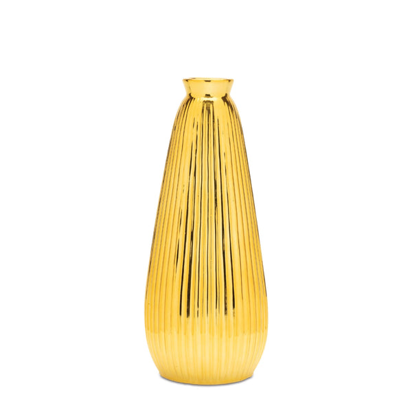 Melrose Ribbed Metallic Ceramic Vase 11.5"H