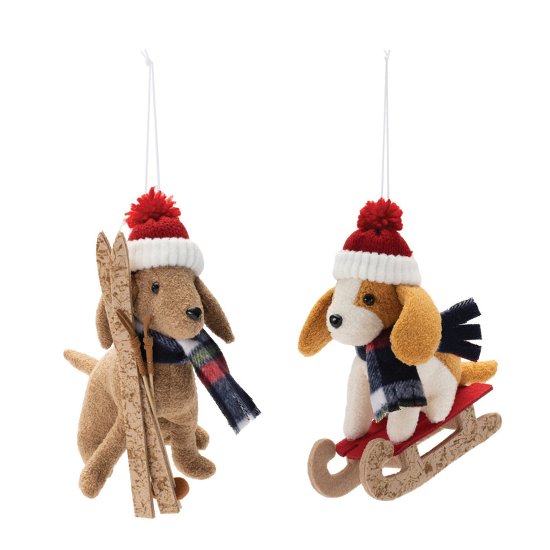 Melrose Plush Ski and Sled Dog Ornament (Set of 6)