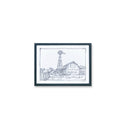 Melrose Framed Sketch Art Barn Print Wall Decor, Rustic