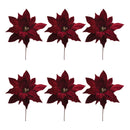 Melrose Glittered Poinsettia Flower Stem (Set of 6)