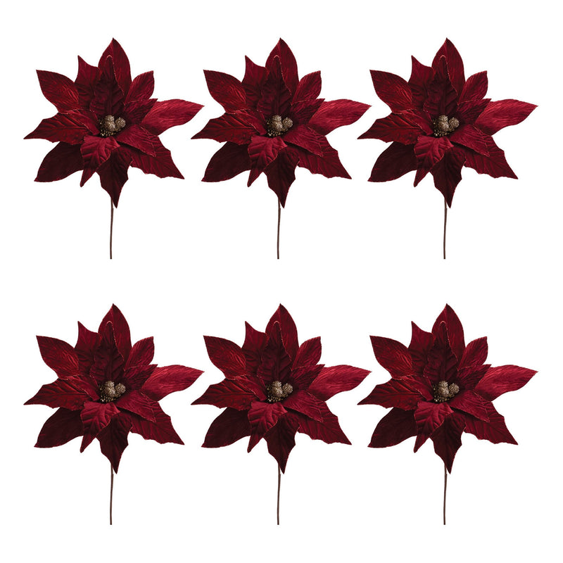 Melrose Glittered Poinsettia Flower Stem (Set of 6)