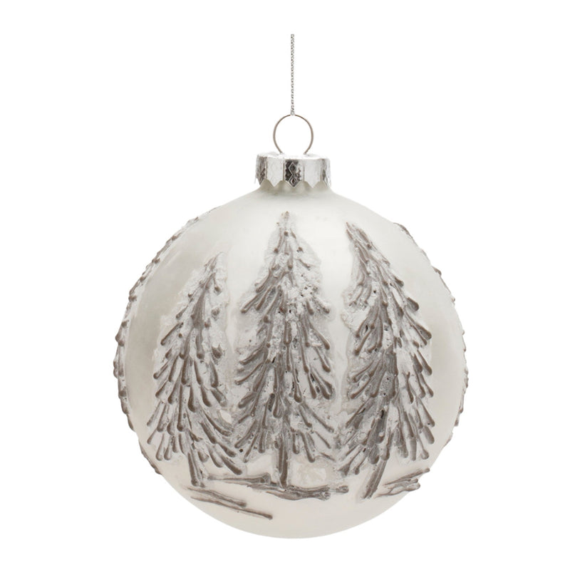 Frosted Pine Tree Ball Ornament (Set of 6)