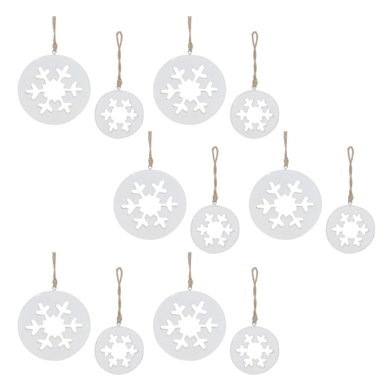 Melrose White Wood Snowflake Cut-Out Ornament (Set of 12)