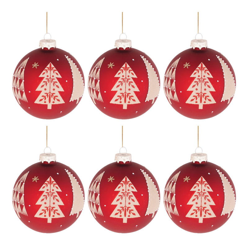Melrose Beaded Pine Tree Ball Ornament (Set of 6)