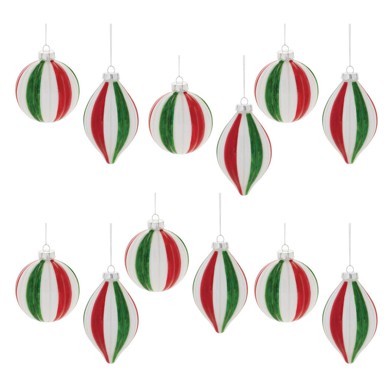 Melrose Ribbed Glass Ornament (Set of 12)