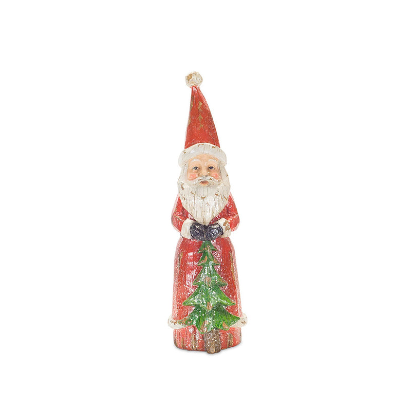 Melrose Distressed Wood Design Santa Figruine (Set of 3)
