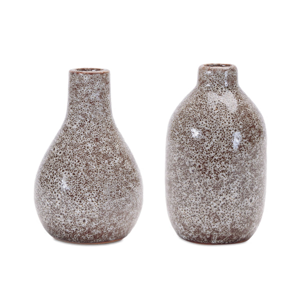 Melrose Speckled Ceramic Bottle Vase (Set of 4)
