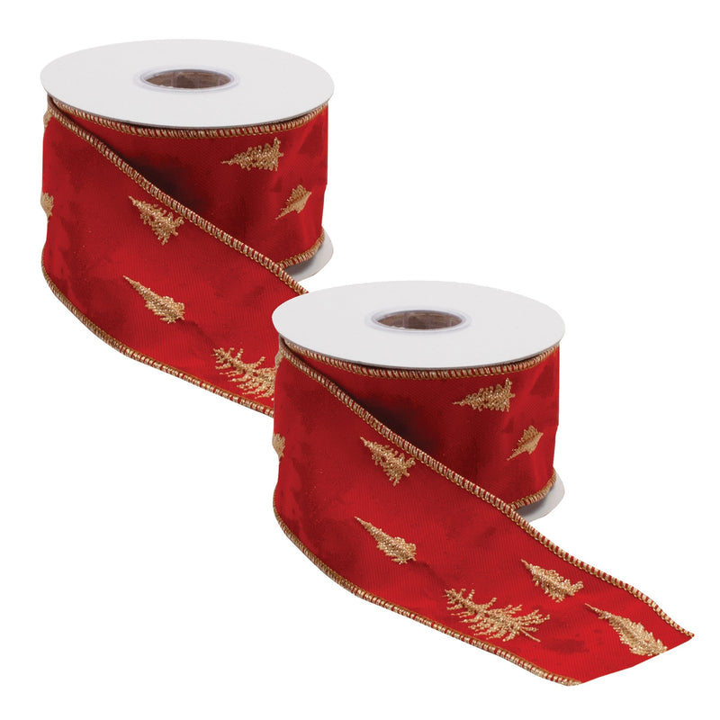 Melrose Pine Tree Holiday Ribbon (Set of 2)