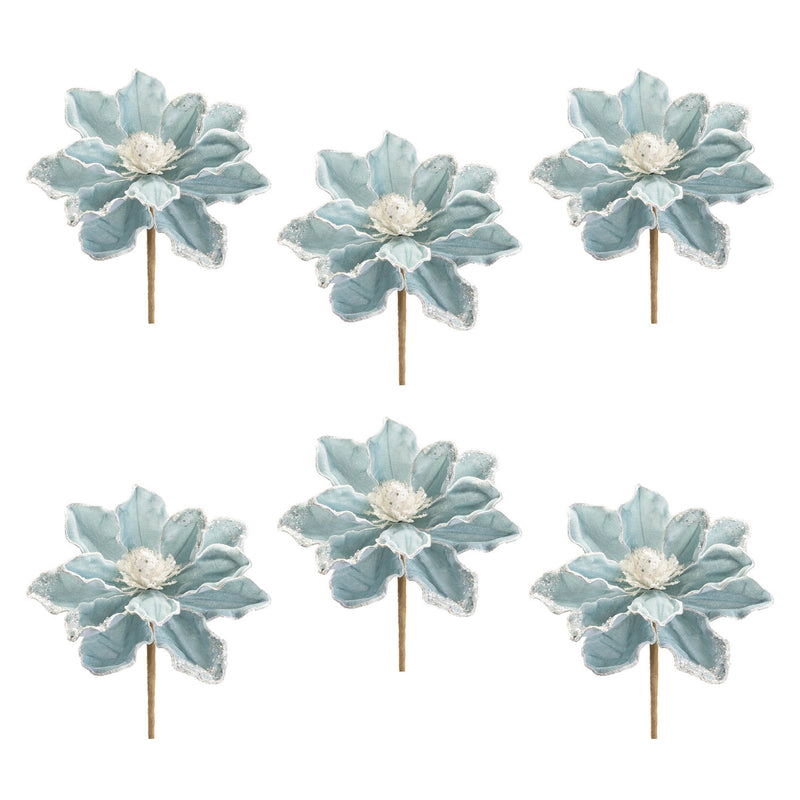 Melrose Beaded Magnolia Flower Stem (Set of 6)