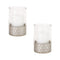 Melrose Glass Hurricane Candle Holder with Honeycomb (Set of 2)