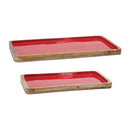Melrose Red Wooden Tray (Set of 2)