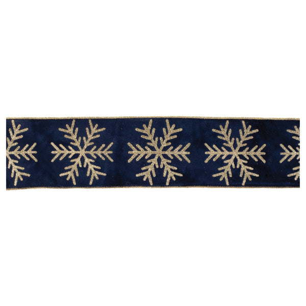 Melrose Glittered Snowflake Wired Ribbon 4" x 5 Yds.