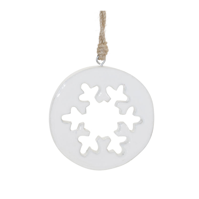Melrose White Wood Snowflake Cut-Out Ornament (Set of 12)