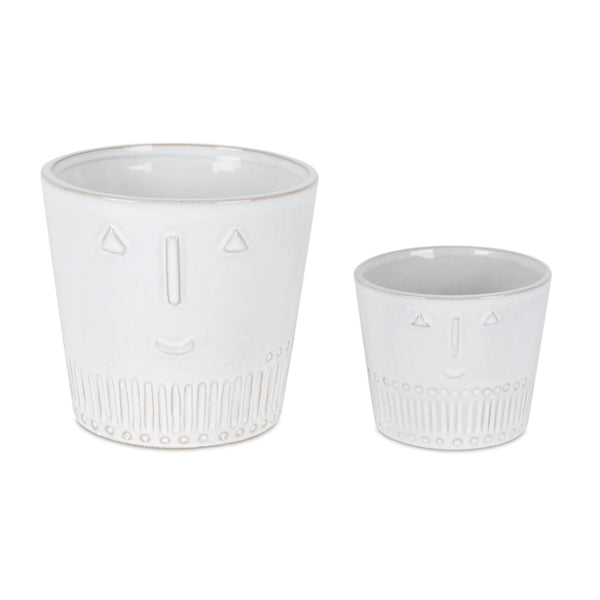 Melrose Porcelain Face Planter Set of 2 Planter, Face, Porcelain