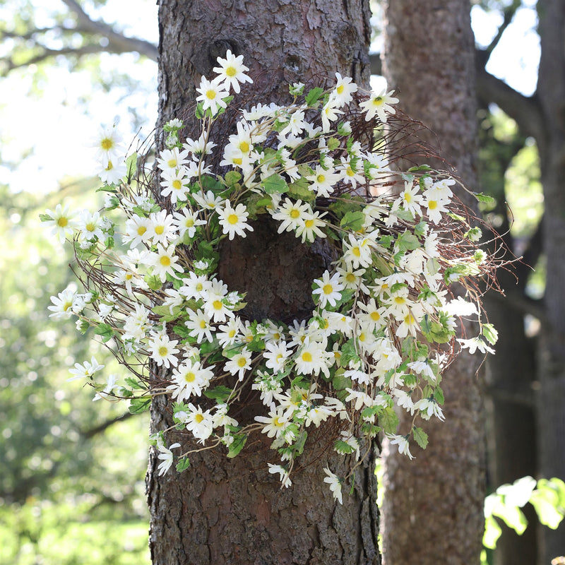 Melrose White Daisy Floral Wreath 23"D