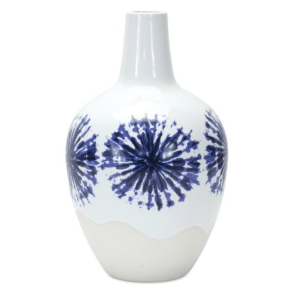 Melrose Two-Tone Tie Dye Design Ceramic Vase 11"H