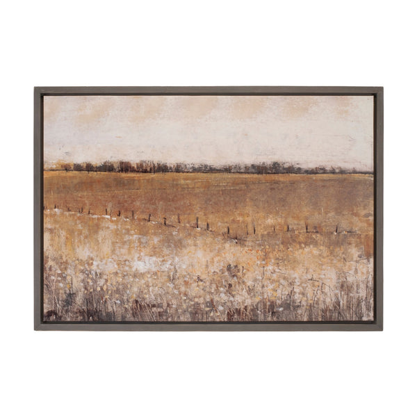 Melrose Framed Landscape Canvas Art 34"L Wall Decor, Rustic, Wood