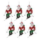 Melrose Glass Skiing Santa Oranment (Set of 6)