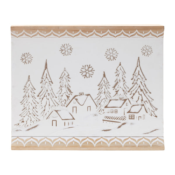 Melrose Carved Wood Winter Village Wall Art 19"L