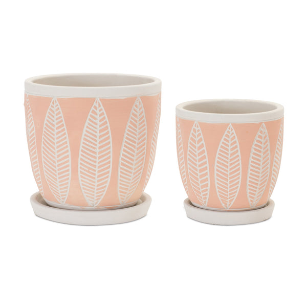 Melrose Stone Planter with Plate Set of 2 Planter