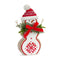 Melrose Nordic Snowflake Snowman Figurine with Pine Bow Accent (Set of 2)