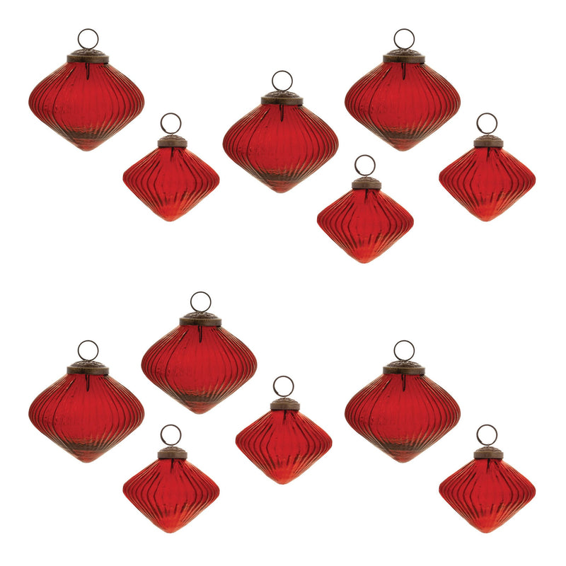 Melrose Ribbed Glass Diamond Ornament (Set of 12)