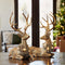 Melrose Holiday Deer Figurine with Lighted Wreath and Gold Finish (Set of 2)