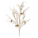 Melrose Flocked Twig Branch with Sleigh Bells (Set of 6)