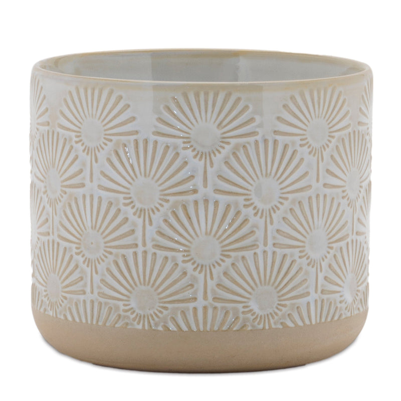 Melrose Porcelain Geometric Patterned Planter Set of 2 Planter, Porcelain