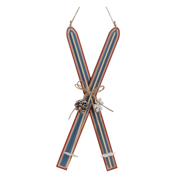 Melrose Wood Ski Ornament (Set of 2)