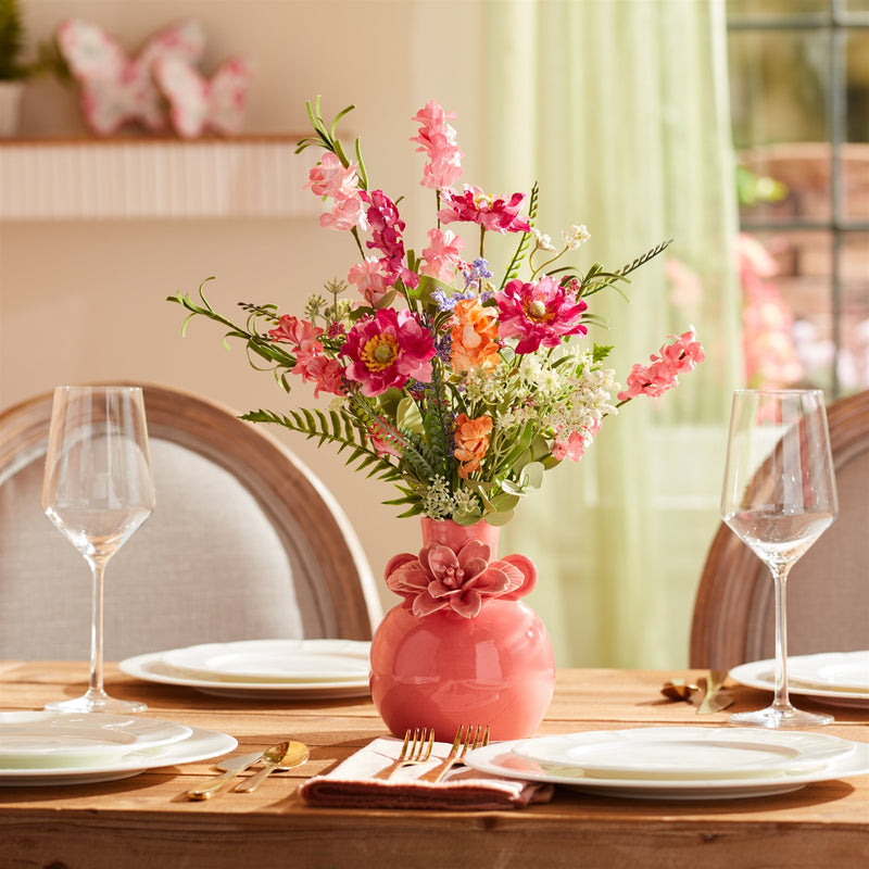 Melrose Storeware Bud Vase with Floral Accent (Set of 2)