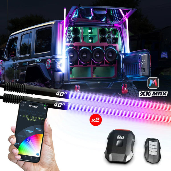 XKGlow 48" XKmax RGBW Advanced App Control LED Whip Light Kit for - MX-WHIPB-ADV