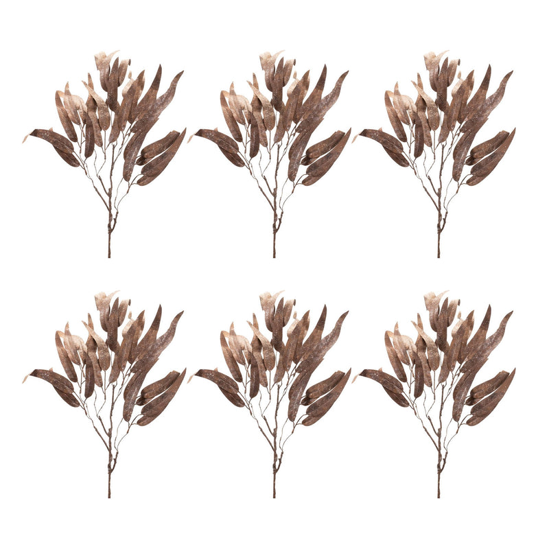 Melrose Glittered Long Leaf Eucalyptus Spray (Set of 6)