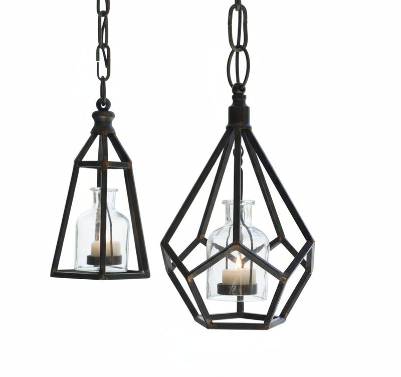 Melrose Metal Frame Hanging Tea Light Holder (Set of 2) Copper Decorative Candle