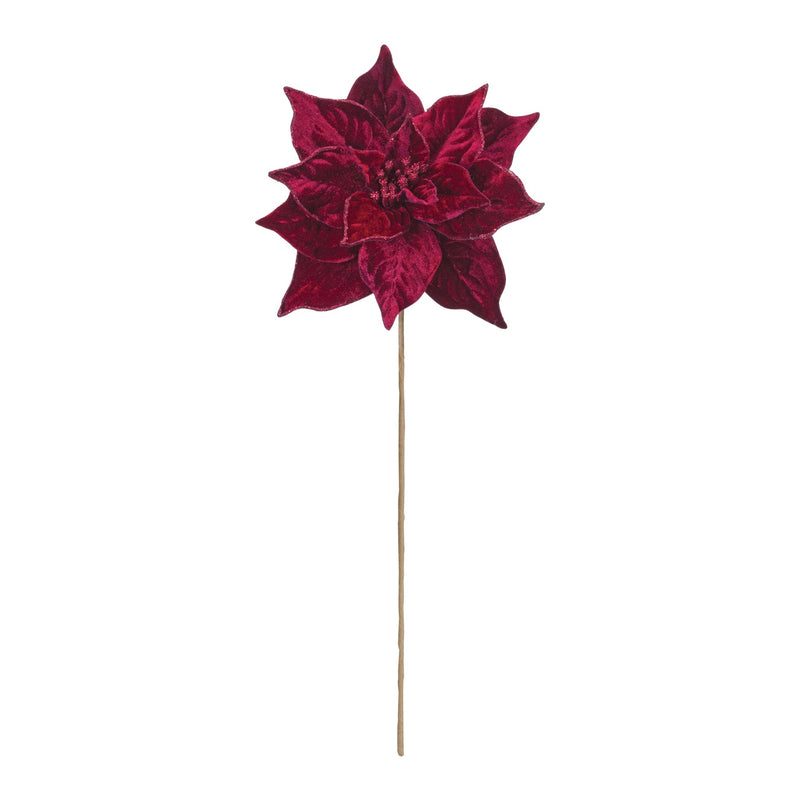 Melrose Burgandy Poinsettia Flower Stem (Set of 6)