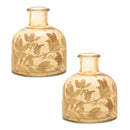 Melrose Foliage Etched Glass Bottle Vase (Set of 2)