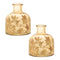 Melrose Foliage Etched Glass Bottle Vase (Set of 2)