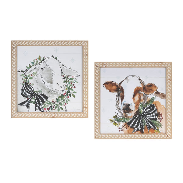Melrose Framed Winter Farm Animal Print (Set of 2)