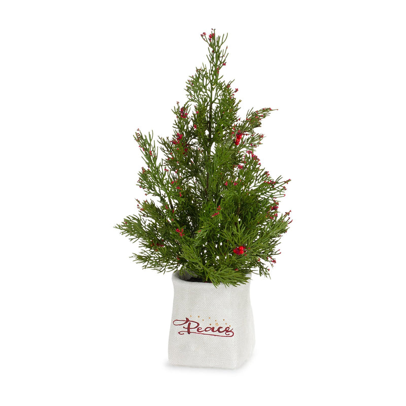 Melrose Mini Pine Tree with Berries in Ceramic Pot (Set of 2)