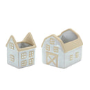 Melrose Neutral Porcelain House and Barn Planter Set of 2 Planter, House & Barn