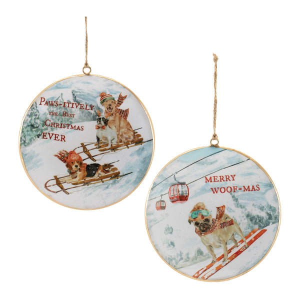 Melrose Sled and Ski Dogs Disc Ornament (Set of 6)