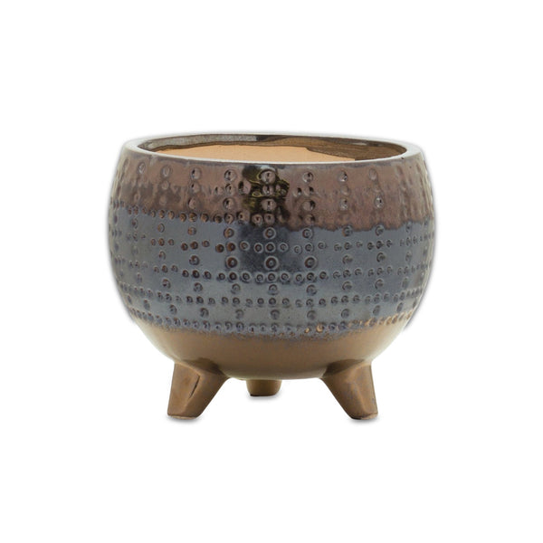 Melrose Dotted Ceramic Planter with Pewter Accent 5.25"H Planter