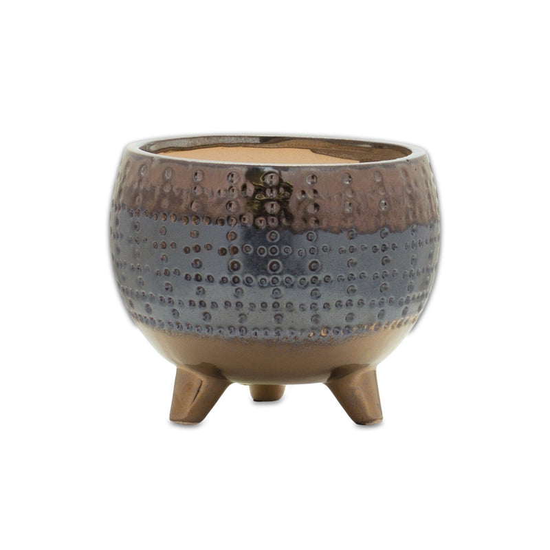 Melrose Dotted Ceramic Planter with Pewter Accent 5.25"H Planter