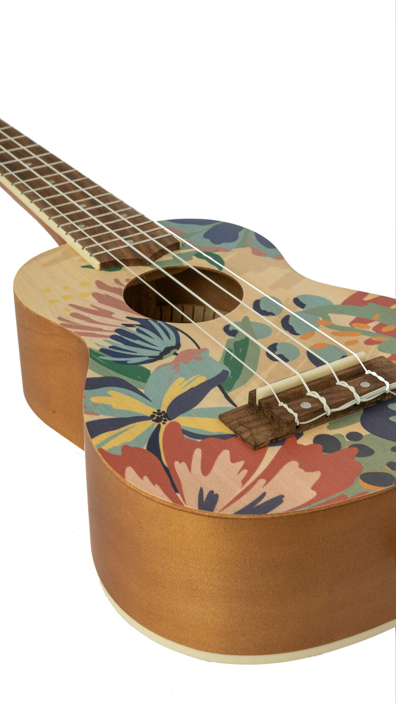 Bamboo U21-CARAMELL 21" Soprano Ukulele – Floral Design w/ Gig Bag