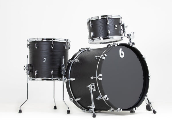 British Drum Co Raven Club Drum Shell Kit (12", 16", 22") - Black Ash Birch