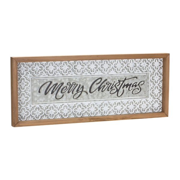 Melrose Ornate Metal Merry Christmas Sign (Set of 2)